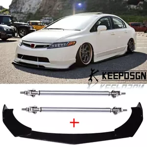 For Honda Civic 8th 9th Gen Front Bumper Lip Splitter Chin Spoiler + Strut Rods - Bild 1 von 11