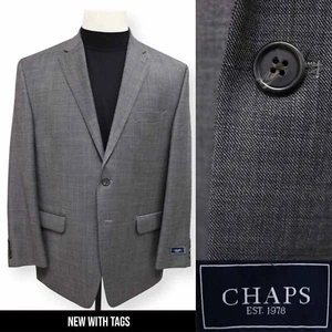 CHAPS mens solid gray 100% WOOL sport coat suit jacket blazer NEW NWT 44 S - Picture 1 of 16