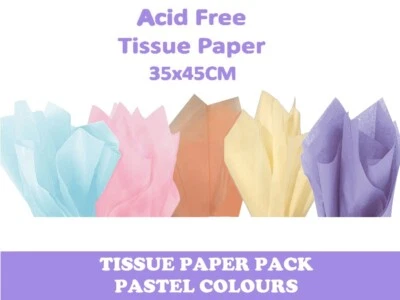 PASTEL MIX OF COLOURS Tissue Paper Sheets 35cm x 45cm - 18gsm Acid Free