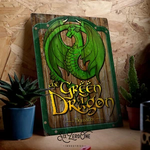 Green Dragon Metal Sign Man Cave Bar Vintage Pub Lord of the rings LOTR Hobbit - Picture 1 of 8