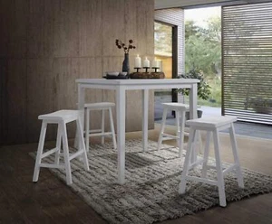 Juego De Altura De Mostrador De Madera De Caucho Blanca De 5 Piezas 36 X 36 X 36 - Imagen 1 de 1