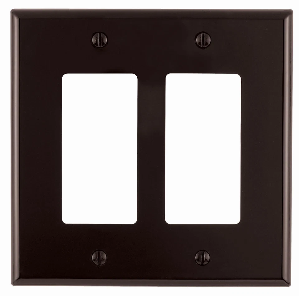 Leviton Brown Decora 2-gang Wallplate GFCI GFI Cover 80409