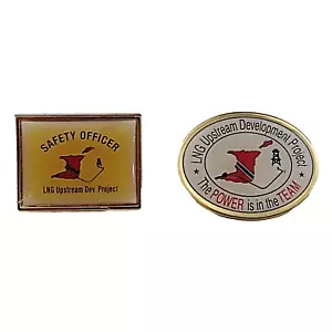 LNG Upstream Development Project Pin LOT OF 2 Gas Oil Advertising Safety Officer - Picture 1 of 6