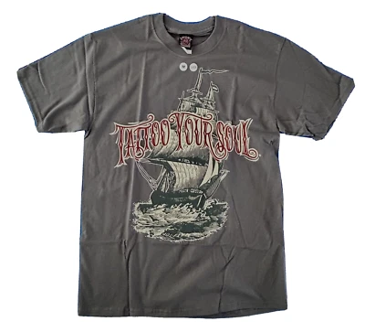 NUEVA Camiseta Auténtica LUCKY 13 TATTOO YOUR SOUL Color Gris Talla M Foto 1 de 3