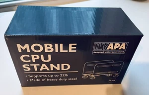 PC Computer Tower Stand with Wheels - Adjustable Mobile CPU Holder Cart for Desk - Picture 1 of 6