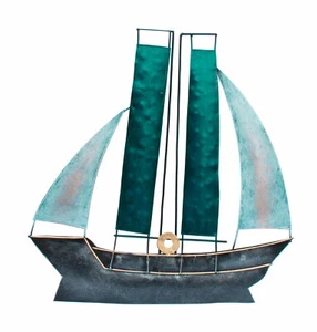 Wanddeko Schiff Segelboot Metall Segel Boot Maritim Deko Hänger Skulptur Figur - Bild 1 von 1