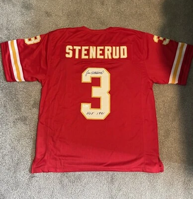 Camiseta de futebol vermelha Kansas City assinada por Jan Stenerud HOF 91 inscrição (JSA) - Imagem 1 de 2