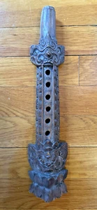 Vintage balinesische Holzflöte Suling geschnitzt warm klingend 13" 6 Löcher Rangda - Bild 1 von 6