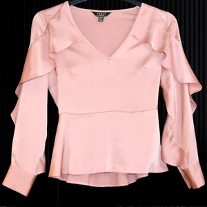 £40 LIPSY SIZE 10 ROSE PINK LONG SLEEVES FRILL TOP PARTY NIGHTOUT WORK BUSINESS - Picture 1 of 2