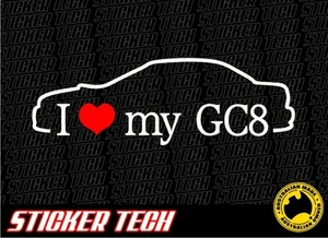 CALCOMANÍA ADHESIVA I LOVE (HEART) MY GC8 4 SUBARU WRX STI CUPÉ 22B MY99 IMPREZA - Imagen 1 de 2