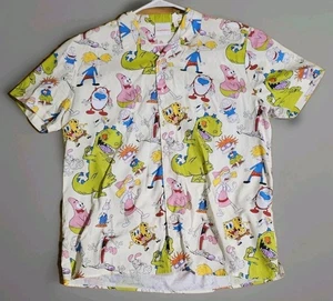 Camicia Nickelodeon x stampa all over con bottoni colletto anni 90 cartoni animati XL - Foto 1 di 6