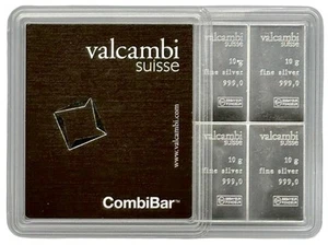 Valcambi 10 x 10 Gram .999 Fine Silver CombiBar With Assay #1 - Picture 1 of 4