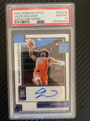 2022 Donruss Optic Jalen Williams Signature Series Auto Rookie RC PSA 10 #SS-JLW - Image 1 of 2