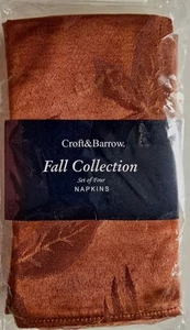 NEW 4 Croft & Barrow Fall Collection SET Napkins RUST HERITAGE LEAF Cotton/Poly - Picture 1 of 4
