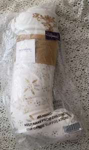 2 Set Temptations Christmas Stocking & Throw Blanket Cream Old World New Sealed - Picture 1 of 4