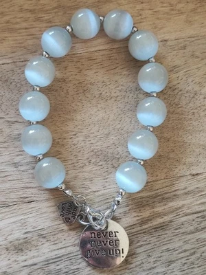 Armband  Mondstein Perlen 12mm mit Medaillen - Bild 1 von 2