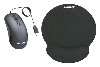 VicTsing Wired USB Computer Mouse & Mouse Pad | 5 ft Cord | 3 Adjust. DPI Levels - Image 1 of 4