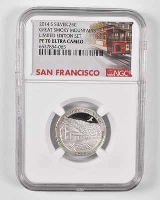 2014-S Silver PF70UCam Great Smoky Mountains Quarter NGC Limited Edition *5759 - Image 1 of 4