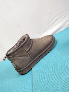 UGG Damen Mini Stiefeletten Booties Slipper Leder/Lammfell - Grau Größe 11 - Bild 1 von 10