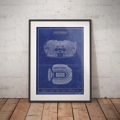 Ohio Stadium Blueprint: Vintage styled Ohio State Football Art - Image 1 of 4