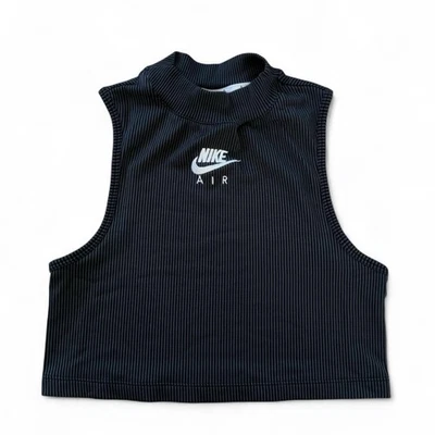 Camiseta sin mangas Nike Air NSW negra cuello simulado recortada acanalada Foto 1 de 4