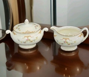 Vtg Homer Laughlin Eggshell Nautilus ARISTOCRAT Creamer and Sugar Bowl W/ Lid N5 - Picture 1 of 24