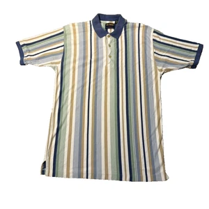 Vintage Gulf Traders klassisches gestreiftes Polo Herren L 100 % Baumwolle hergestellt in den Vereinigten Arabischen Emiraten 90er-Stil - Bild 1 von 8