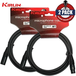 PACK de 2 cables de micrófono Kirlin 10 pies XLR macho/hembra 20 AWG negro MPC-270 PB-10/BK - Imagen 1 de 1