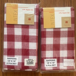 NEU Stoffservietten Lintex rot Büffel Karo 18" x 18" Menge 8 Servietten - Bild 1 von 7