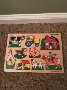 Vintage 1996 Small World Toys Puzzibility Bauernhof Holzpuzzle - Bild 1 von 3