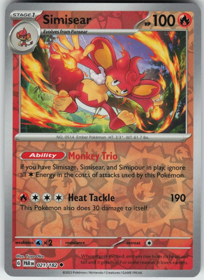 Reverse Holo Simisear 021/182 Uncommon SV04: Paradox Rift NM - Image 1 of 1