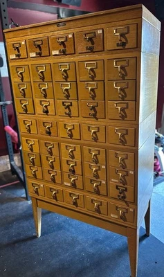 Vintage Authentic Library Card Catalog Modular Cabinet 45 Drawers, 7 Sections - Image 1 of 4