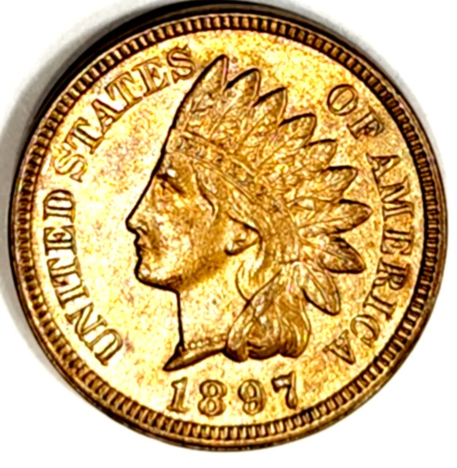 1897 Indian Cent Ch BU + Full Diamonds Nice Reverse Color - Image 1 of 2