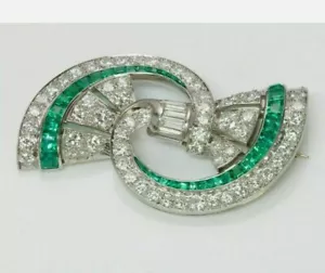 2.00 Karat Cubic Zirkonia Diamant Antik Anstecknadel Brosche 14K Weiß Vergoldet - Bild 1 von 5