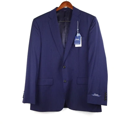 Ralph Lauren Blazer Men's 44L Long Wool Classic-Fit Suit Jacket Blue Pinstripe - Image 1 of 4