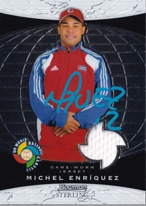 MICHEL ENRIQUEZ SIGNIERT AUTO'D 2009 BOWMAN STERLING RELIKT JERSEY KARTE KUBA - Bild 1 von 3