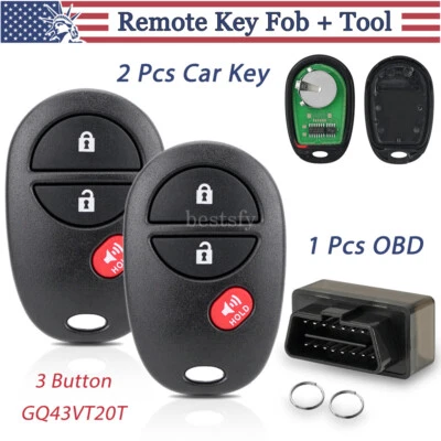 2 Replacement Remote Key Fob 3Btn With Tool Kit For Toyota Tacoma Tundra 315MHz - Image 1 of 4