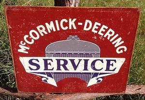 McCormick Deering Tractor Service Tin Metal Sign Garage Barn Shop Vintage - Picture 1 of 2