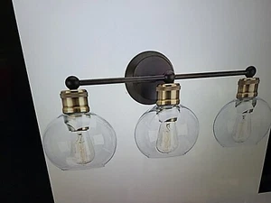 Progress Lighting Hansford 3-Light Antique Bronze Clear Glass Coastal Bath Light - Picture 1 of 7