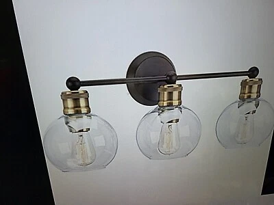 Progress Lighting Hansford 3-Light Antique Bronze Clear Glass Coastal Bath Light - Image 1 of 4