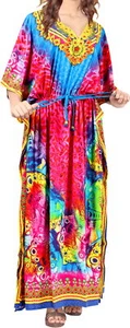 LA LEELA GEDRUCKT langes MAXI-Kleid Bademode Abdeckung Kaftan mehrfarbig_O933 Einheitsgröße - Bild 1 von 3