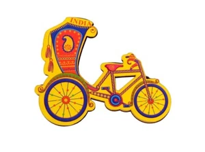 Wooden Fridge Magnet Cycle Rickshaw For Gifts Souvenir and Other Occasion - Picture 1 of 1