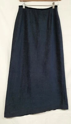 Laura Ashley Vintage Long Navy Skirt - Size 10 (26"W)-Wool, Silk, Viscose Blend - Image 1 of 4
