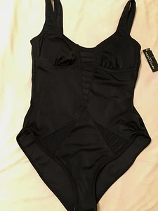 Apostrophe: Damen 1-teilige Bademode, hygienisches Innenfutter, Selbst-BH, transparente Einsätze: schwarz - Bild 1 von 7