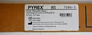 PYREX 6 Pack Glass 5mL x 1/10mL Reusable Serological Pipet 7086-5 Plug End - Picture 1 of 14