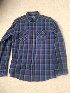 Men’s check shirt size M cedar wood state Navy Blue - VGC Primark - Picture 1 of 4