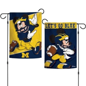 MICHIGAN WOLVERINES MICKEY MOUSE DISNEY 12"X18" GARDEN FLAG NEW WINCRAFT 👀 - Picture 1 of 1