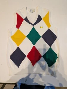 Masters V- Neck Vintage Argyle Sweater Augusta National PGA Tour - Picture 1 of 5