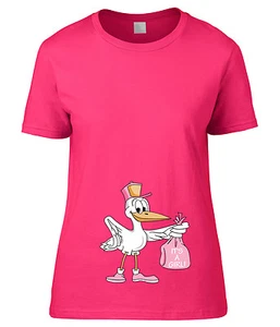 Schwangerschaft T-Shirt Mutterschaft Baby Storch FRAU SCHWANGER MATERNITY IT'S A GIRL - Bild 1 von 6