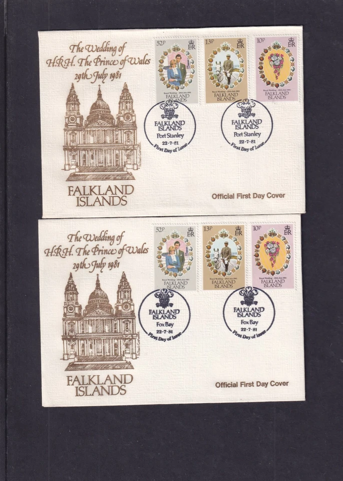 Falklands 1981 Boda Real Príncipe Charles Diana Spencer FDC elección matasellos Foto 1 de 1